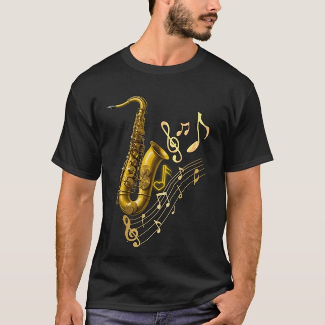 Saxophone T-Shirt for Music Älskare (Framsida)