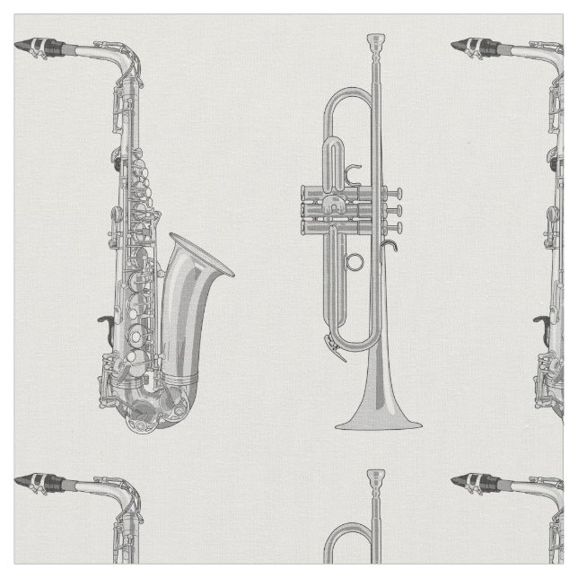 Saxophone Trumpet Musician Jazz Music Tyg (Närbild)