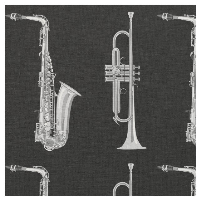 Saxophone Trumpet Musician Jazz Music Tyg (Närbild)