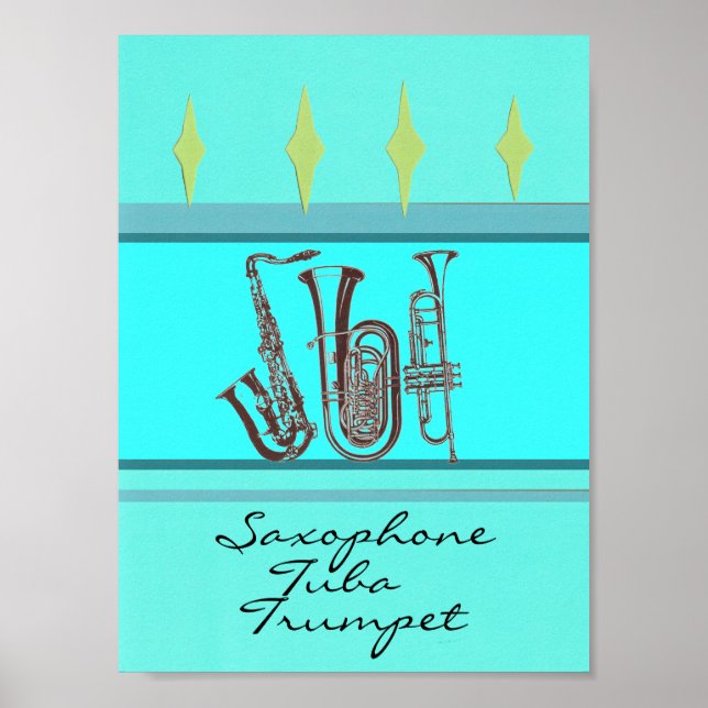 Saxophone Tuba Trumpet Poster (Framsidan)