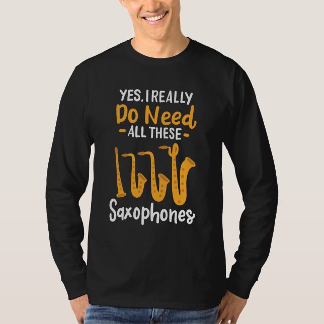 Saxophone Types T Shirt (Framsida)