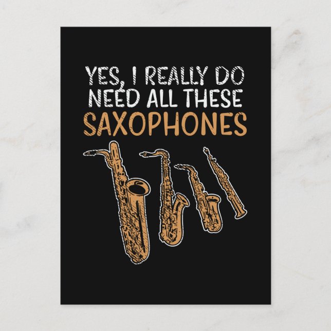 Saxophone Types Vykort (Framsida)