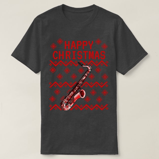 Saxophone Ugly jul Saxophonist Musician T Shirt (Design framsida)