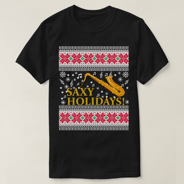 Saxophone Ugly jul Sweater Marching Band Sax T Shirt (Design framsida)