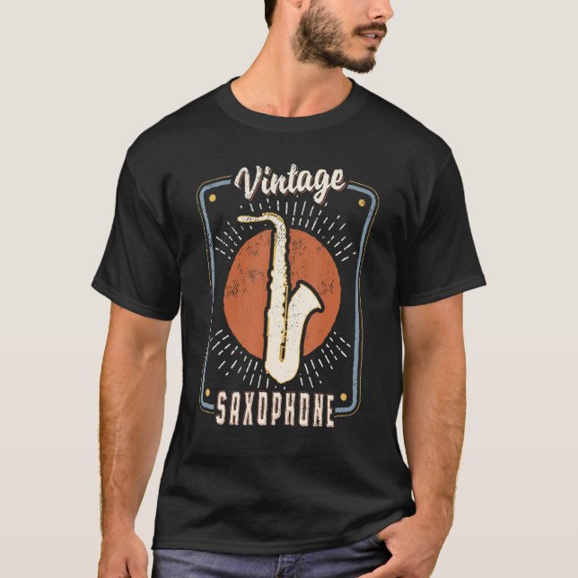 Saxophone Vintage Retro Classic Music Love T Shirt (Framsida)