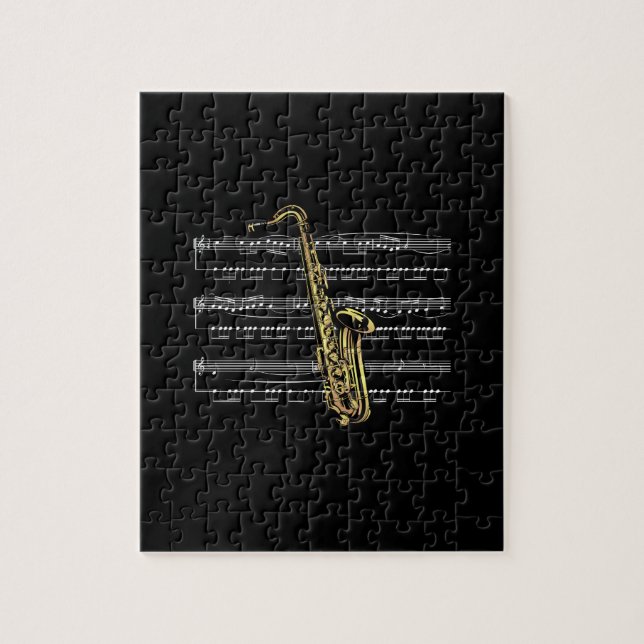 Saxophone w/Lakan Music ~ Black Background Pussel (Vertikal)