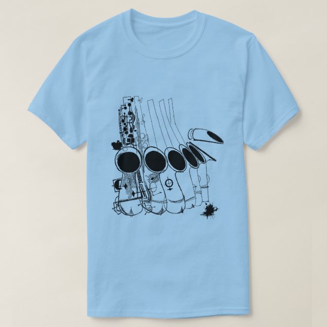 Saxophones Jazz Vintage Illustration T Shirt (Design framsida)