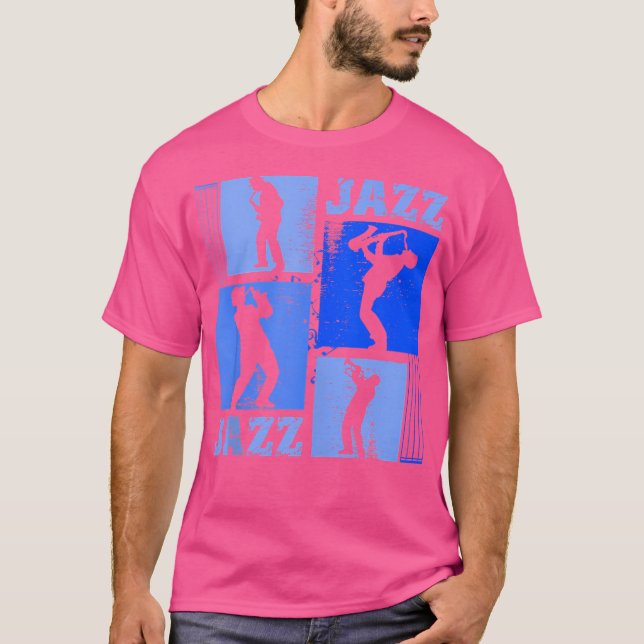 Saxophonist Jazz Musician Blue Music T Shirt (Framsida)