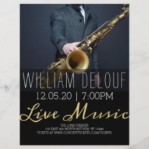 Saxophonist Live Music Saxophone konsert Flyer