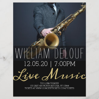 Saxophonist Live Music Saxophone konsert Flyer