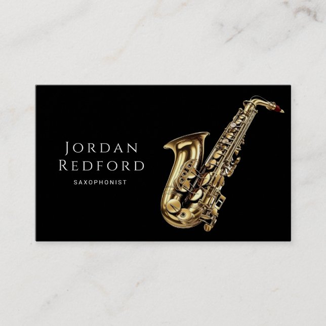 Saxophonist Musician Music Teacher Black Visitkort (Framsida)