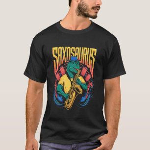 Saxosaurus-dinosaur spelar saxofon t shirt