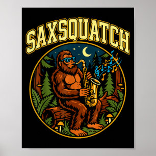 Saxsquatch Bigfoot Saxofonspelare Jazzmusik Hum Poster