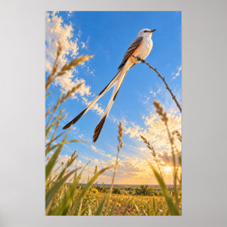 Saxstjärtad Flycatcher över Rio Grande Valley P Poster
