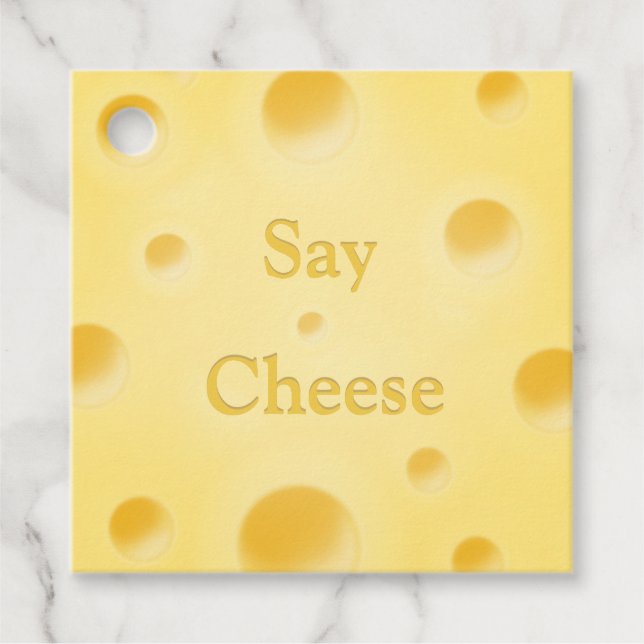 "say Cheese" Cute Cutomizable Gult Cheese Slice Gåvor Etiketter (Framsida)
