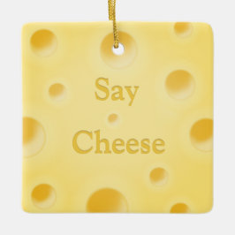 "say Cheese" Cute Cutomizable Gult Cheese Slice Julgransprydnad Keramik