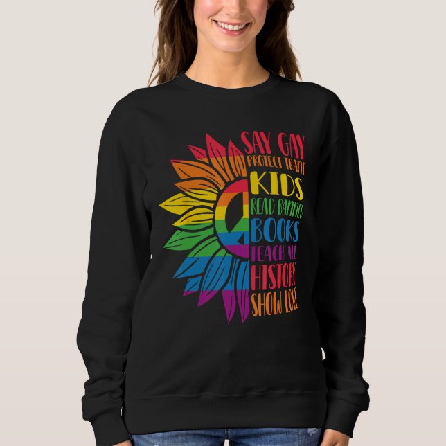 Say Gay Protect Trans Kids Read Banned Books Pride T Shirt (Framsida)