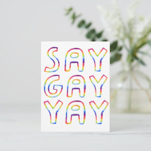 SAY GAY YAY Colorful Rainbow Vykort