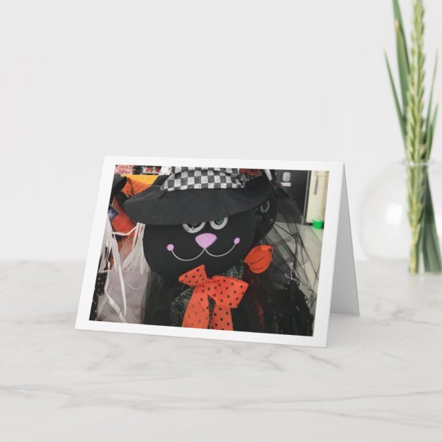 SAY **HAPPY HALLOWEEN** MED CUTE BLACK CAT KORT (Framsida)