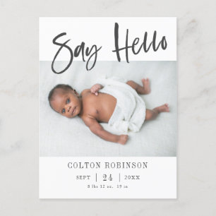SAY HEJ Modern Baby fotofödelsemeddelande Meddelande Vykort