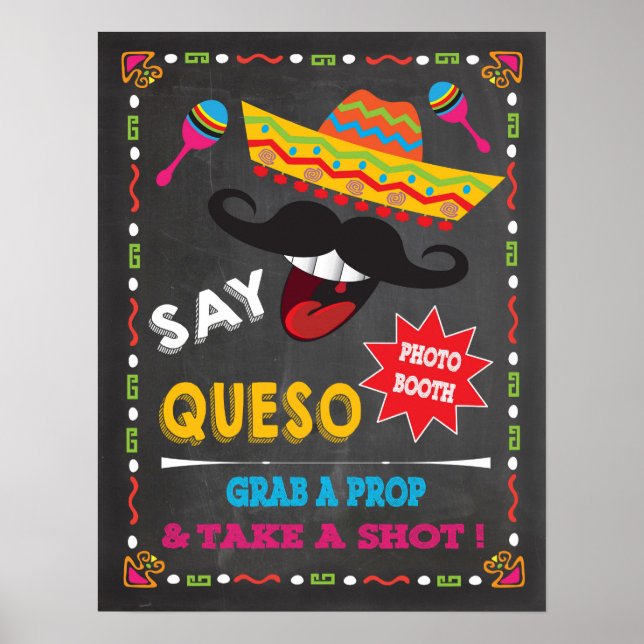 Say Queso Mexikansk Fiesta Fotobutik Poster (Framsidan)