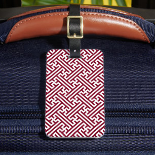 Sayagata mönster, japanska, burgundy och vita bagagebricka