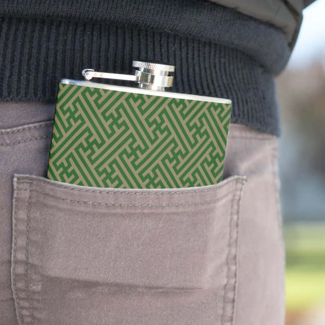 Sayagata mönster, japanska, Grönt och Guld Fickplunta (In Situ)