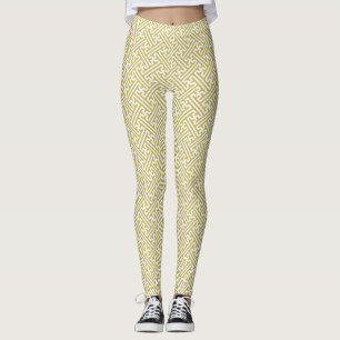 Sayagata mönster, japanska, Guld och vita Leggings