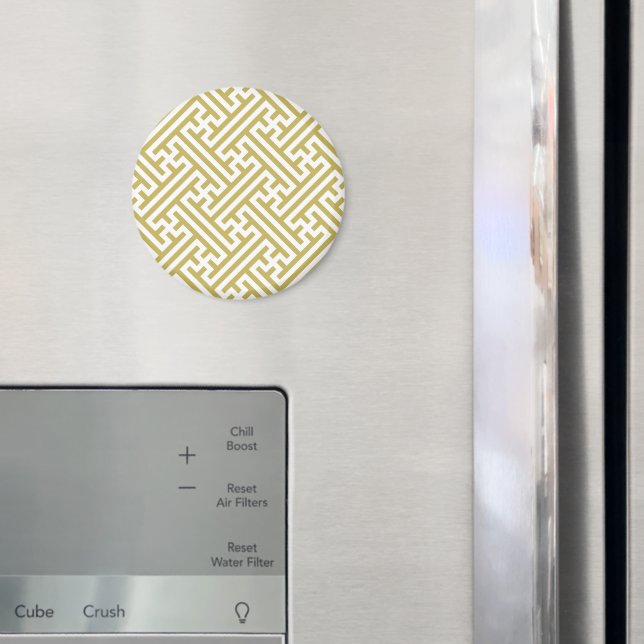 Sayagata-mönster, japanska, guld och vitt magnet (In Situ (Fridge))