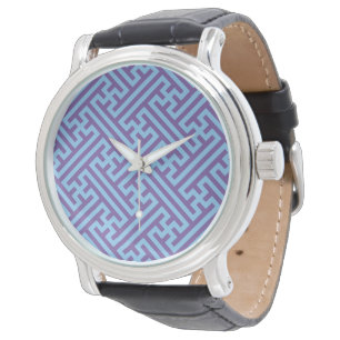 Sayagata-mönster, japanska, lila och blå armbandsur