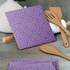 Sayagata mönster, japanska, Lila och Rosa Kakelplatta