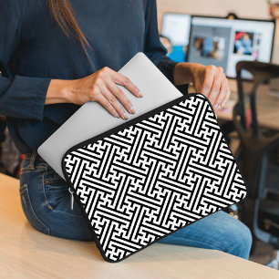 Sayagata mönster, japanska, svarta och vita laptop fodral