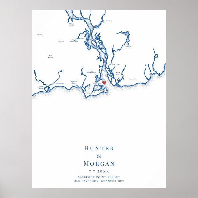 Saybrook Point Resort Bröllop Gästbok Poster (Framsidan)