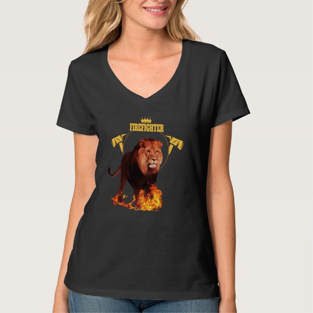 Saying firefighter firefighter lion hero king of f t shirt (Framsida)