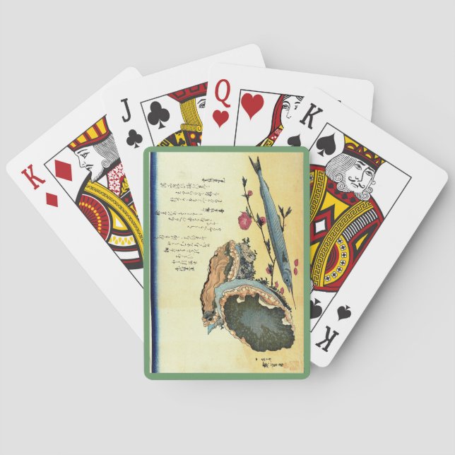 Sayori & Awabi (Halfbeak, Abalone) Hiroshige Fish Casinokort (Baksidan)