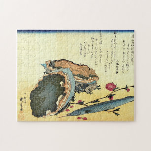 Sayori & Awabi (Halfbeak, Abalone) Hiroshige Fish Pussel