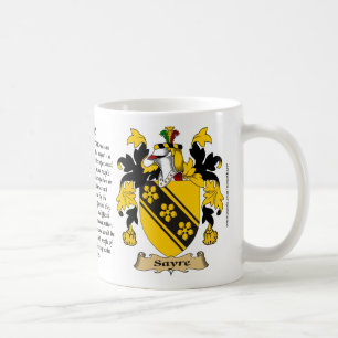 Sayre, ursprung, det menande och vapenskölden kaffemugg