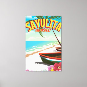 Sayulita Mexican-reseaffisch Canvastryck
