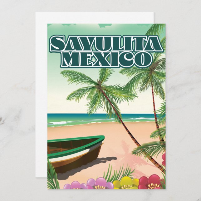 Sayulita Mexico-stranden poster Spara Datumet (Fram/baksida)