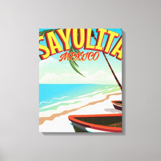 Sayulita mexikansk reseposter canvastryck (Framsida)