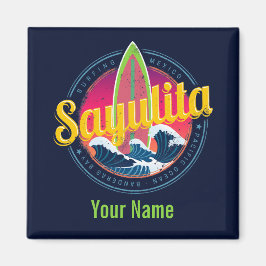 Sayulita Mexiko Surfer Vintage Wave Sunset Bigwave Magnet