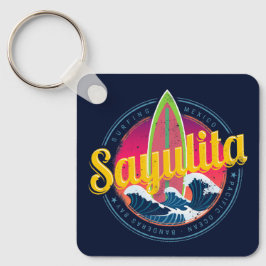 Sayulita Mexiko Surfer Vintage Wave Sunset Bigwave Nyckelring