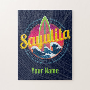 Sayulita Mexiko Surfer Vintage Wave Sunset Bigwave Pussel