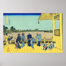 Saza hall Tempels femhundra Rakan Hokusai Poster