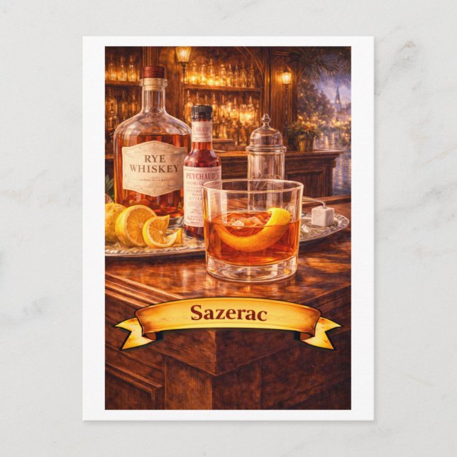 Sazerac Cocktail (American Food Series) Vykort (Framsida)