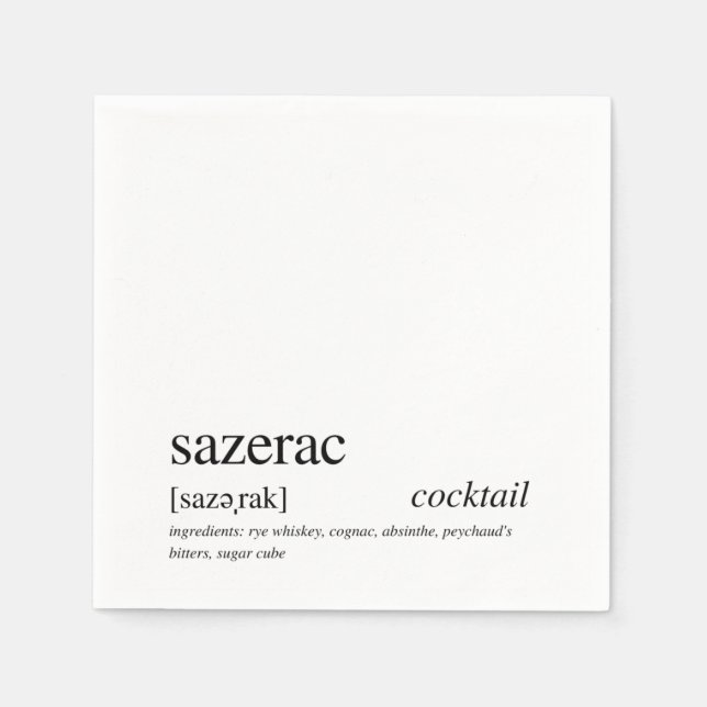 Sazerac Modern Quote Black Typography Cocktail Pappersservett (Framsidan)