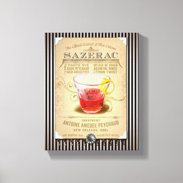 Sazerac Officiellen Cocktail of New Orleans Canvastryck (Framsida)