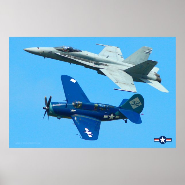 SB2C HELLDIVER och F/A-18C HORNET Poster (Framsidan)