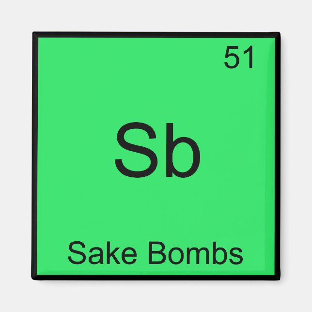 Sb - Sake Bombs Funny Chemistry Inslag Symbol Tee Magnet (Framsidan)