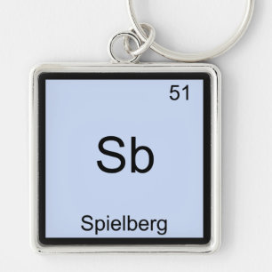 Sb - Spielberg Rolig Kemiskt Element Symbol T-Shir Fyrkantig Silverfärgad Nyckelring